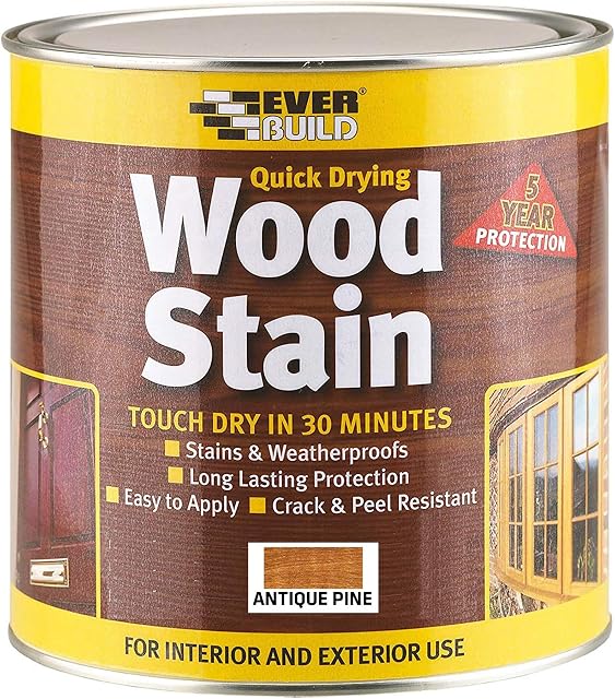 Everbuild EVBWSAP750 Quick Drying Professional Solvent Free Satin Finish Wood Stain, Antique Pine, 750 ml