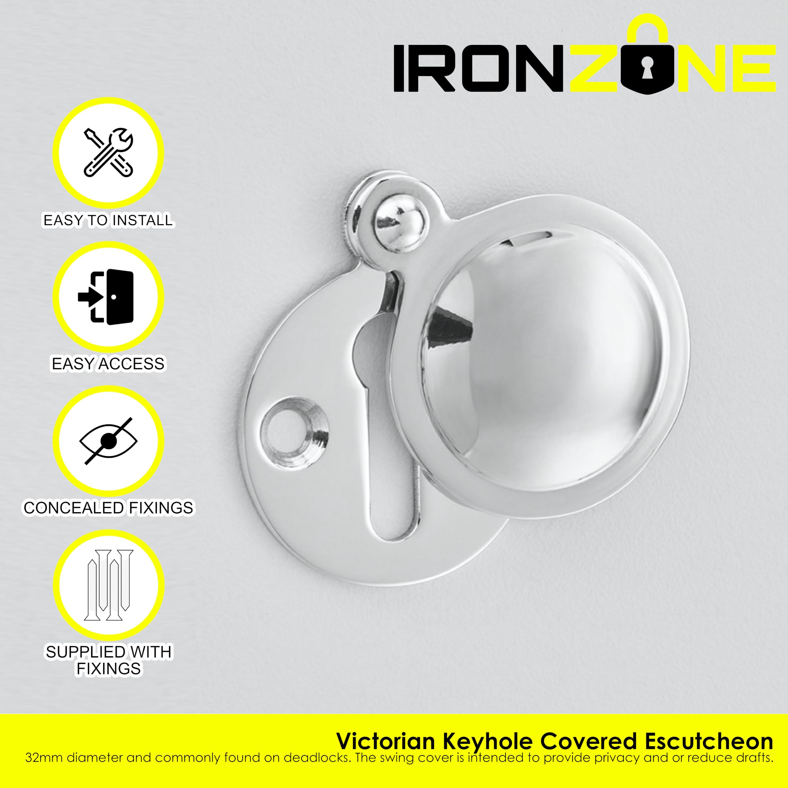 IRONZONE® Victorian Keyhole Covered Escutcheon, Protects The Door from Rusting and Damage - Image 2