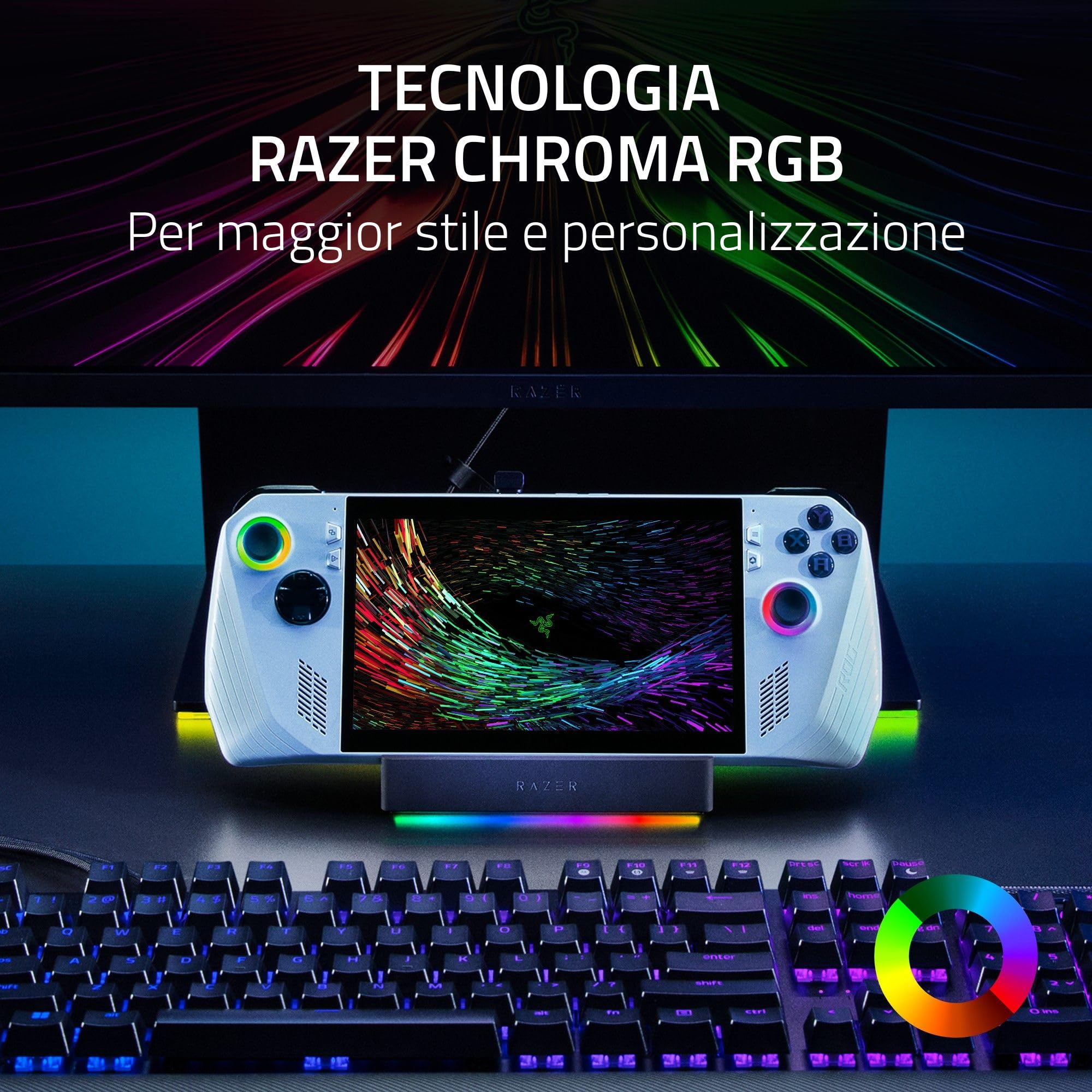 Razer Handheld Dock Chroma - Hub di ricarica HDMI 6 porte per dispositivi mobili di gioco o tablet (3x USB-A, 1x HMDI, 1 USB-C 100W Passthrough Charging, 1x GbE) Nero