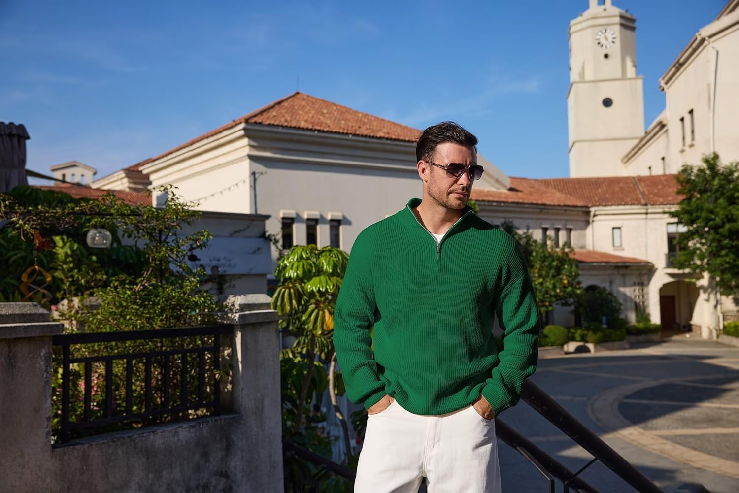 Men's Big Tall Quarter Zip Sweater Mock Neck Pullover Sweaters Fall Winter Casual Knit Pullovers