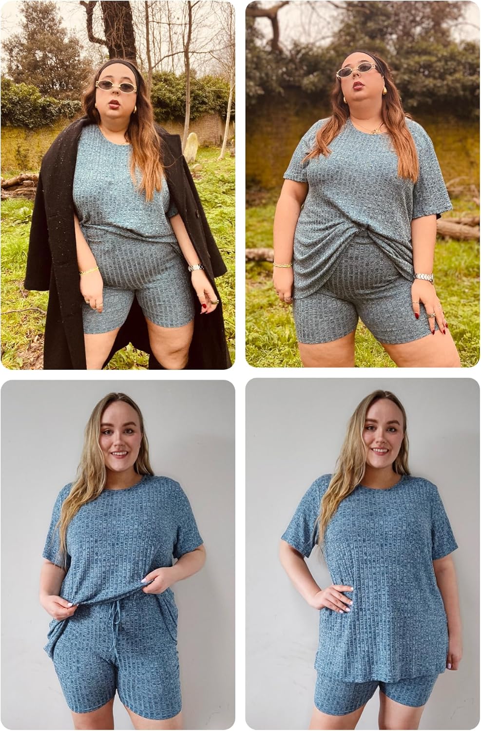 Ritera Womens Plus Size 2 Piece Outfits Summer Short Sets Lounge Set Tops & Shorts Track Suit Matching Set XL-5XL - Image 5