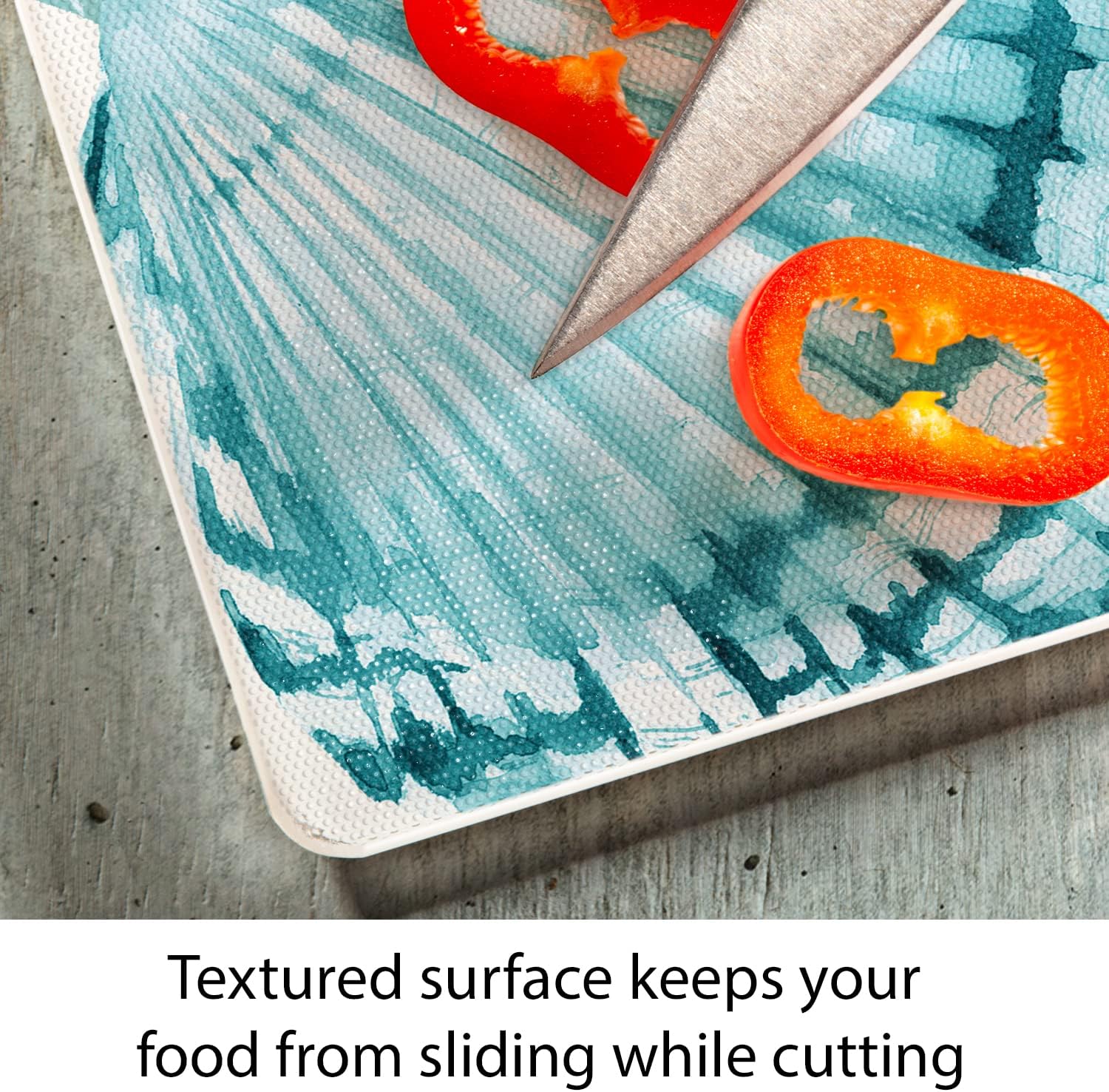 Coastal Coral Life Tempered Glass Cutting Board with Non-Slip Feet