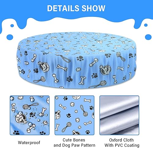 Miniatura 4 de Docuwee Cubierta de piscina plegable redonda para perros y niños, para piscina plegable al aire libre de 48 pulgadas, revestimiento de PVC