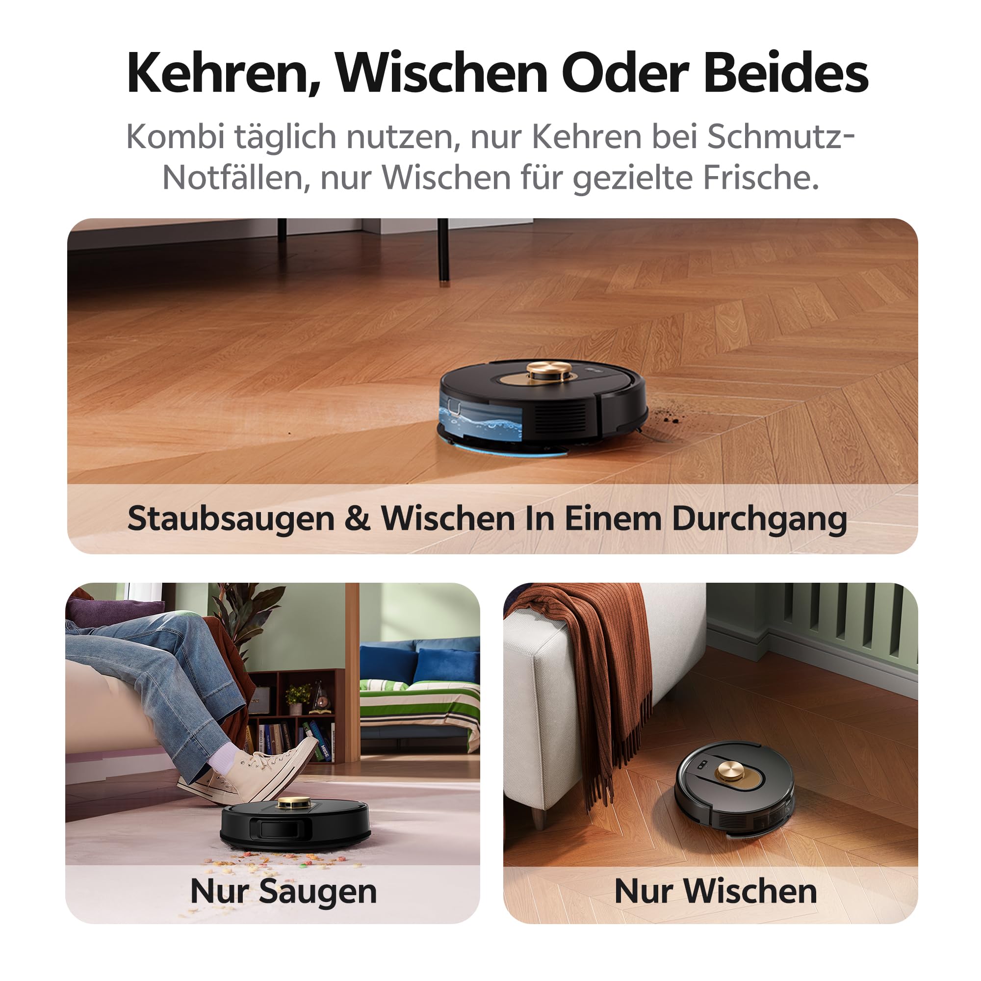 Vexilar Saugroboter mit Wischfunktion, 8000Pa & 180 Min Laufzeit Staubsauger Roboter mit LiDAR Lasernavigation & No-Go-Zonen, App/Alexa/iWatch Steuerung, Ideal für Tierhaare Teppiche (Schwarz)