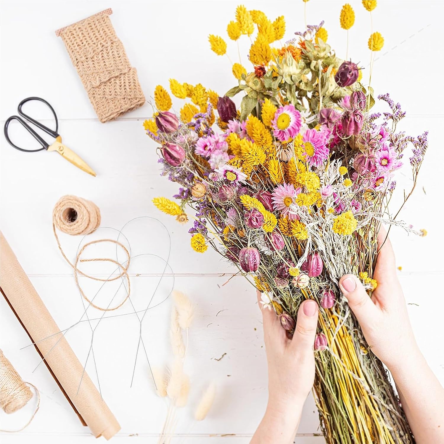 500 Pcs Floral Stem Wires Paper Rattan Rose Branch Artificial Stems Craft Flowers Flexible Durable DIY Decorations
