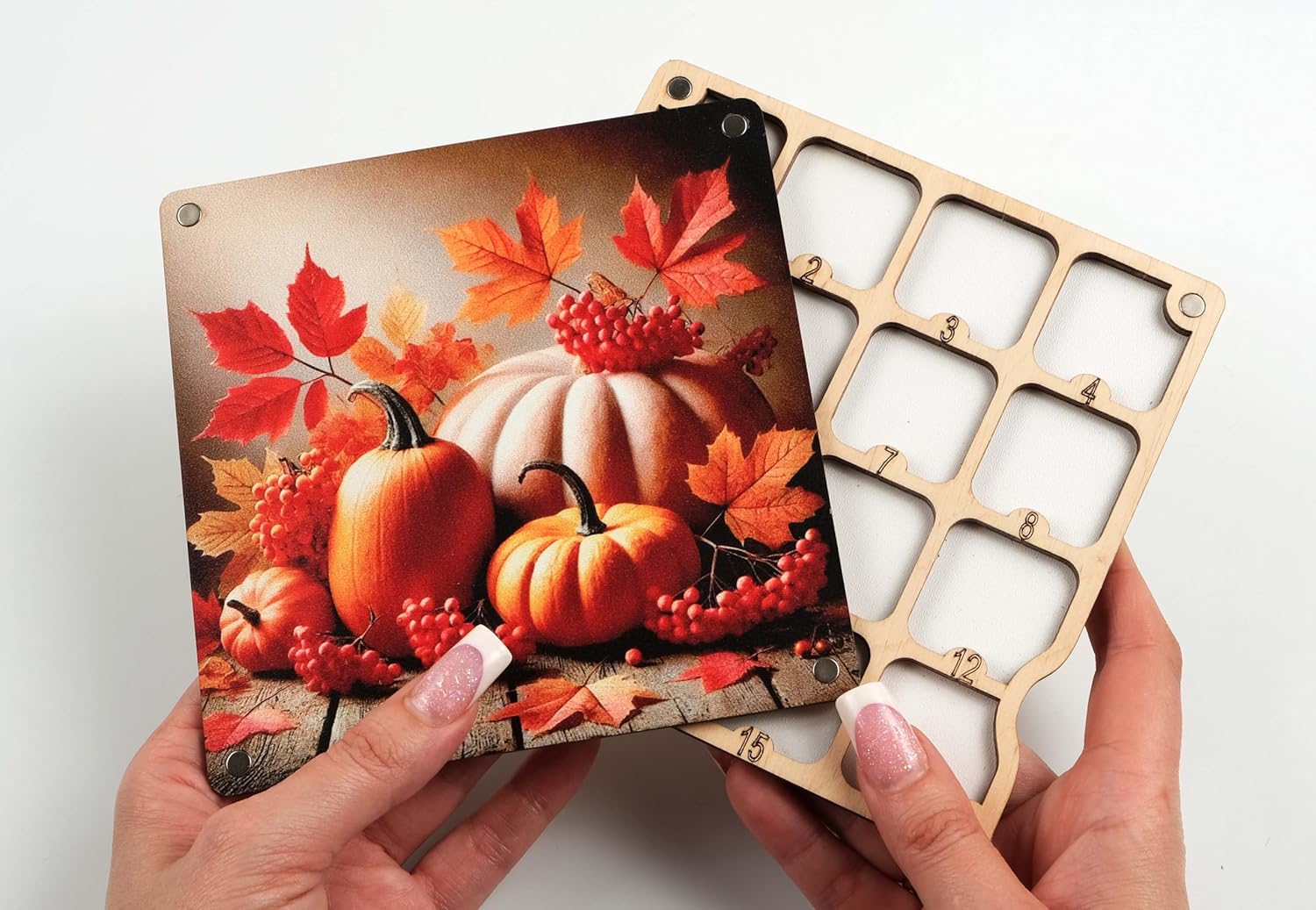 AllAboutEmbroideryUA Wooden Beads Organizer, Beads holder, Diamond painting accessories storage box, Needlework casket, bead keeper, Storage Divider Box (Autumn)