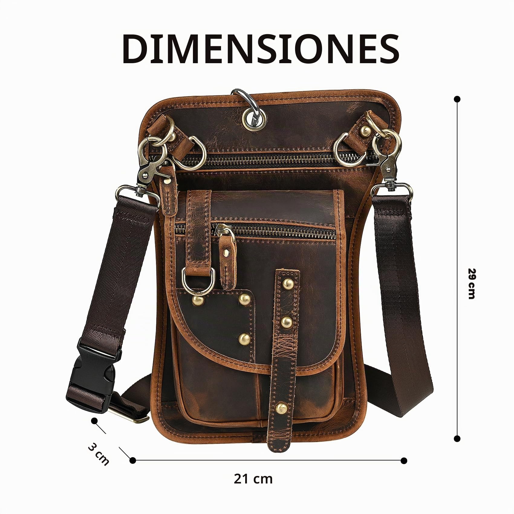 Lona Impermeable + Cuero -Motocicletas -Senderismo-Bolsillos-Los Bolsillos de Fanny-Bolsa de Muslos y piernas-Bolsa de Cadera-para Hombres y Mujeres 211-6