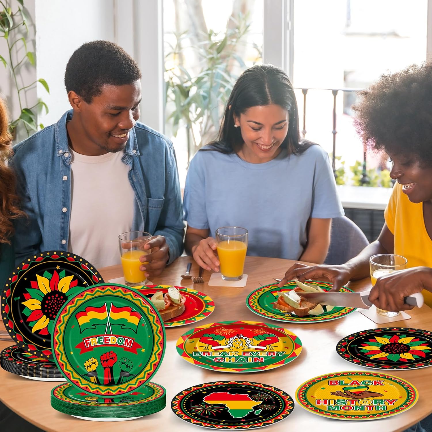 80Pcs Black History Month Birthday Paper Plates African Freedom Party Supplies 7Inch Black History Tableware African Pride Dessert Plate Disposable Dinnerware Decorations for Juneteenth Party Supplies