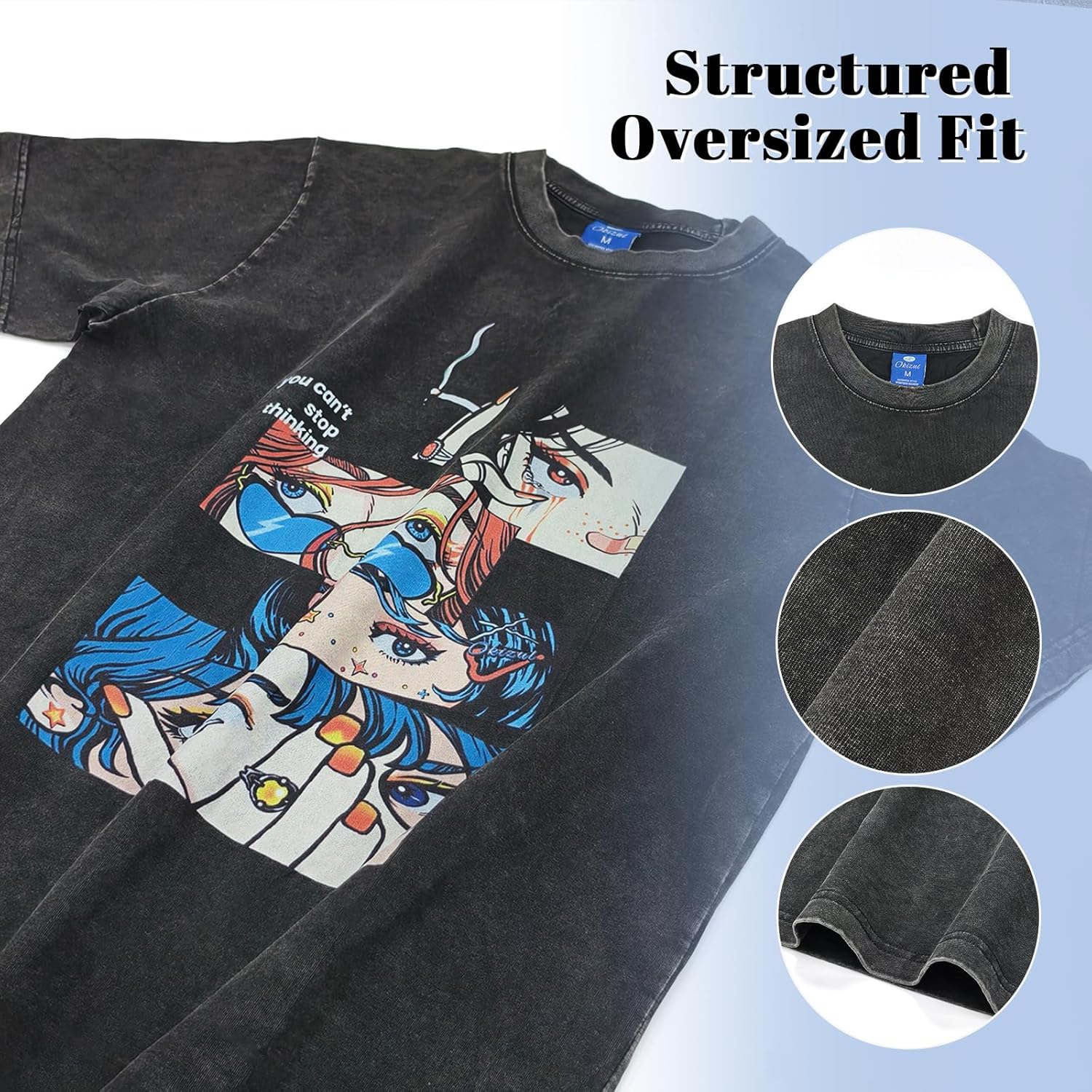 Vintage Graphic Oversized T-Shirt for Men and Women Cotton Casual Tee Crew Neck Streetwear Aesthetic Tops - Image 6