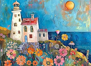 Comprar Puzzle para adultos, 1000 piezas, faro de pintura con póster, piezas encajan perfectamente, letras en la parte posterior, sin polvo, regalo para personas mayores (70 x 50 cm)