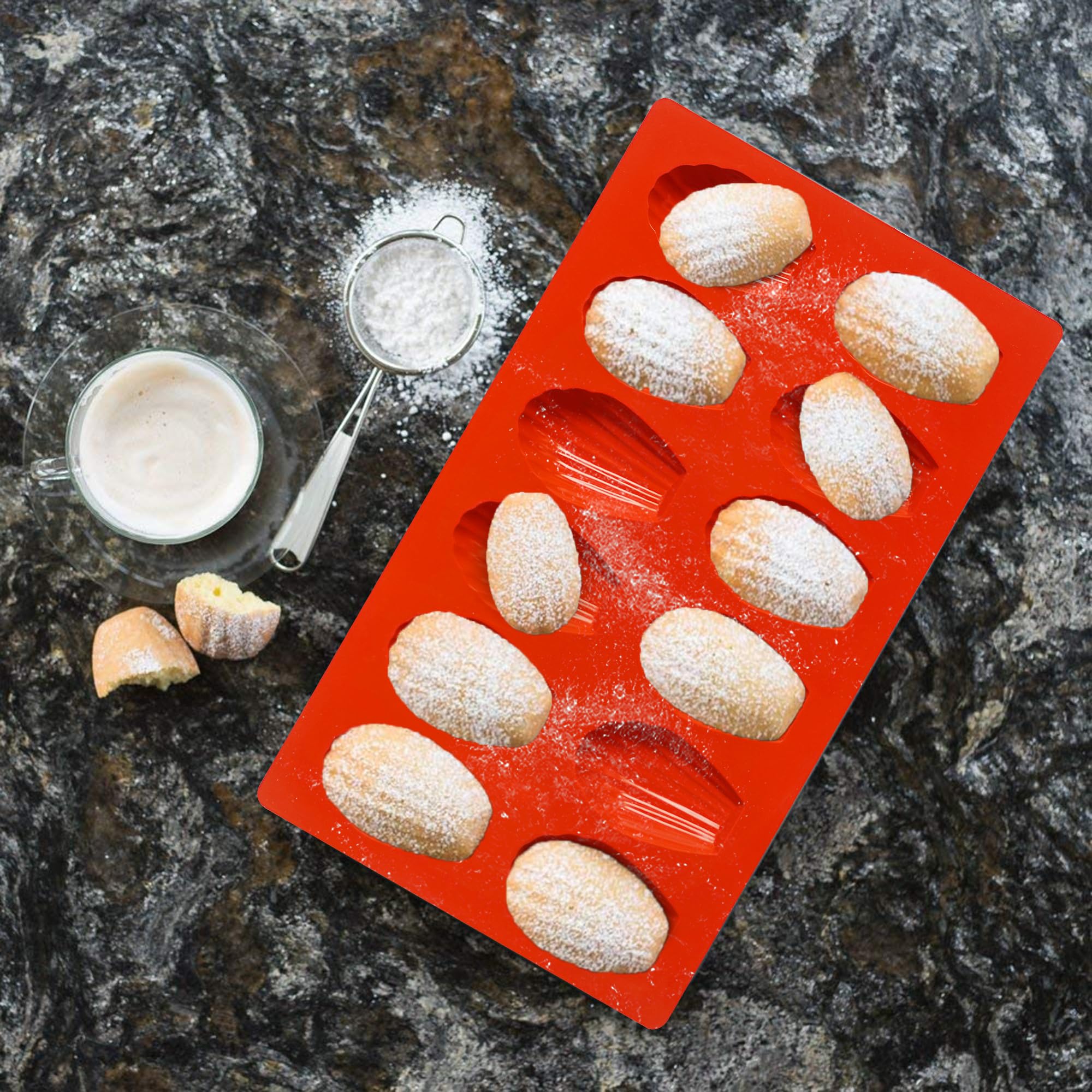 3 moldes para magdalenas, molde para magdalenas de 12 pozos para hacer 12 galletas Madeleine, molde antiadherente para tartas de té, molde para magdalenas, moldes para magdalenas, sartenes