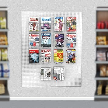 6 Pair Expandable Literature Display Shelf for Pegboard, Metal Wire Peg Board Magazine Holder, Pegboard Shelves Accessory for Trade Shows, Exhibitions, Offices, and Retail Stores, Black