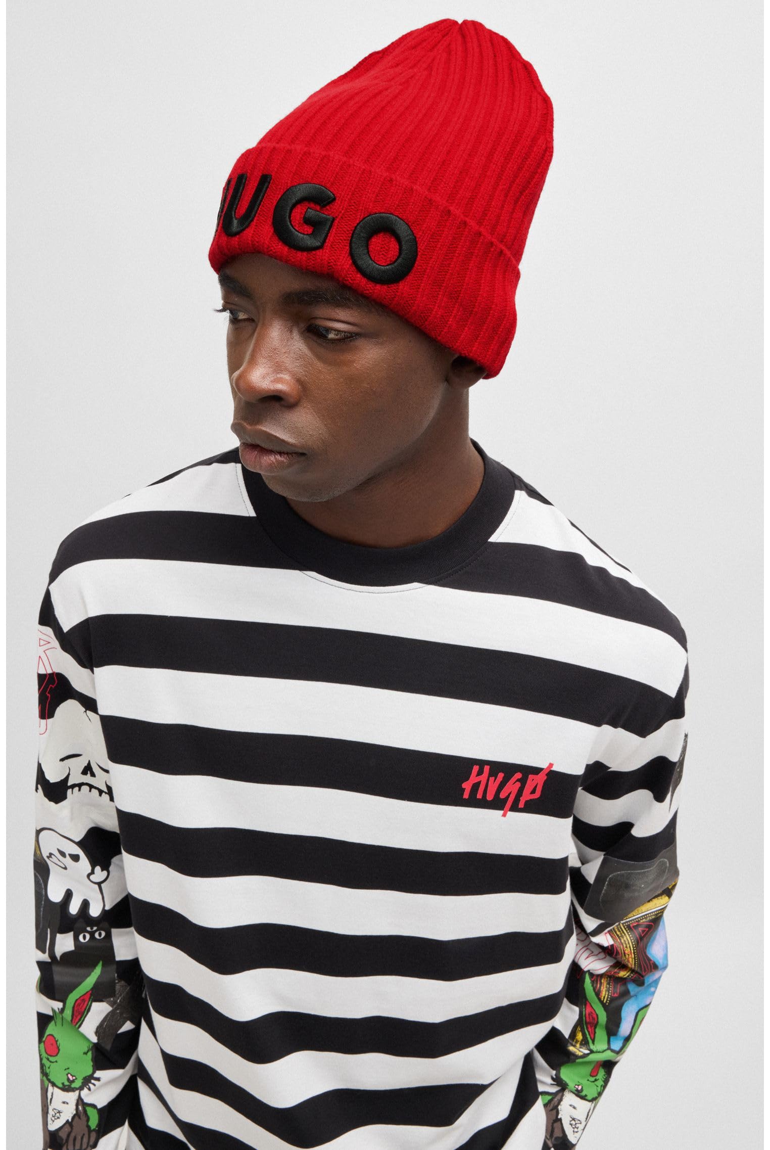 HUGO Herren Unisex-X565-7 Mütze aus Schurwolle mit Logo-Detail