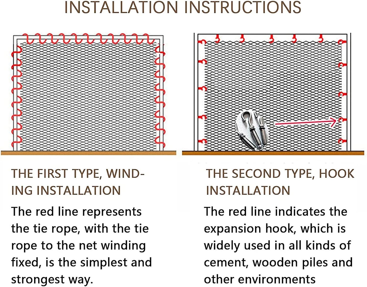 Kids Outdoor Climbing Net - White Cargo Mesh Garden Protective Netting for Swing Sets, Plant Fence, Safety Rope Net, Size 2x6m (7x20ft) - Durable and Versatile