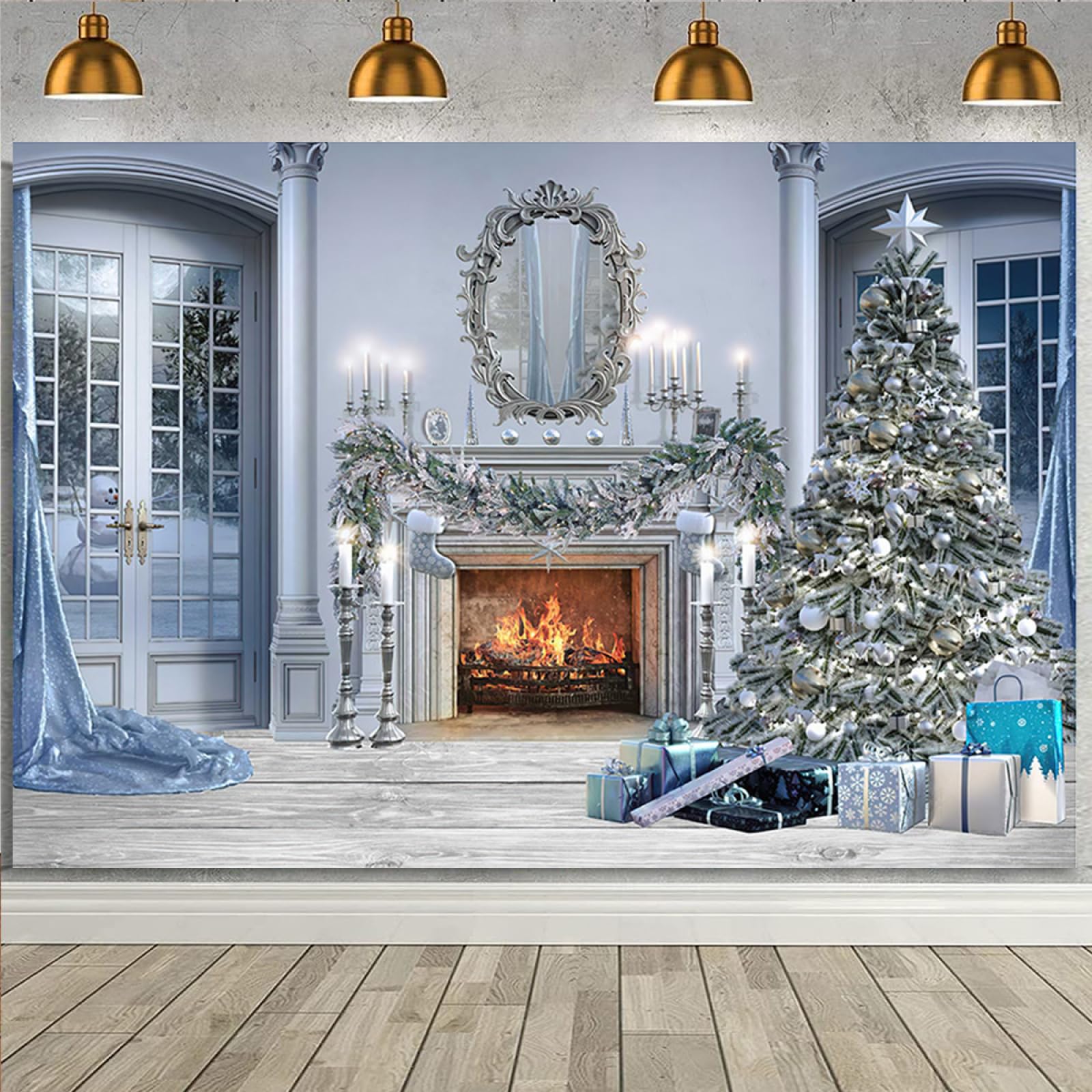 AOFOTO Toile De Fond Sur Le Thème De La Cheminée De Noël De 3