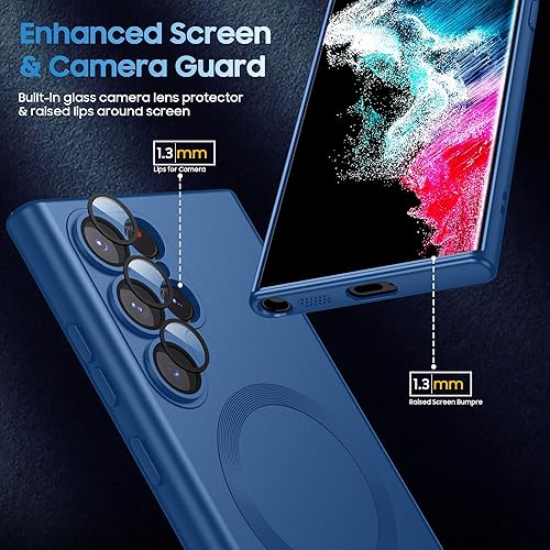 Miniatura 10 de Funda mate para Samsung Galaxy S22 Ultra, compatible con MagSafe, funda magnética delgada con protector de lente de cámara integrado, carcasa a