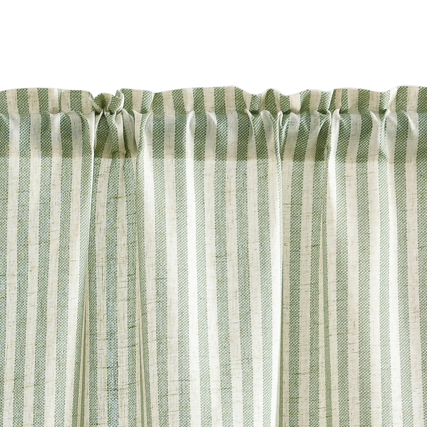 TOPICK Tende a righe in lino con strisce, opache, per cucina, sala da pranzo, bagno, piccola finestra, 65 x 60 cm, verde su beige