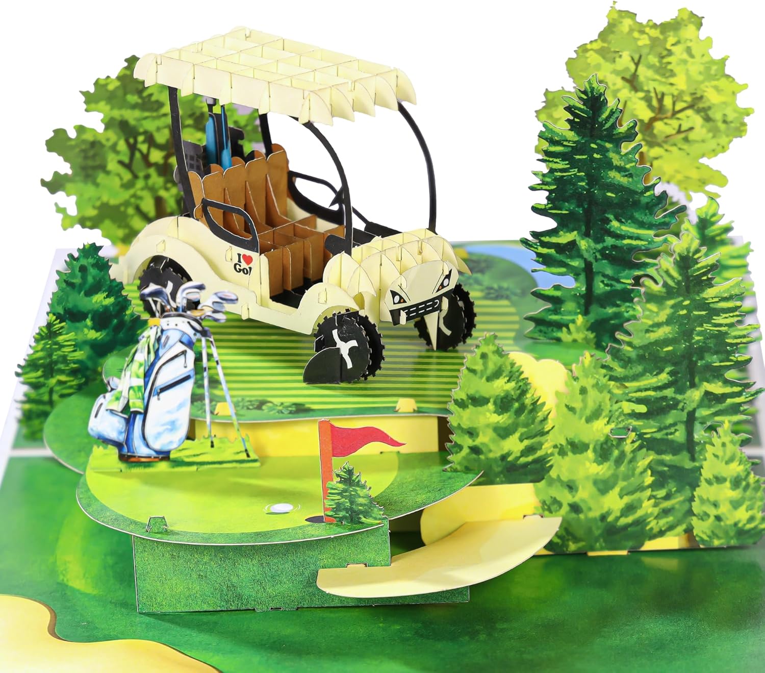 Golf Pop Up Birthday Card, 3D Golf Fathers Day Cards for Dad, Husband, Grandpa, Pap, Him, Men, Golfers; All-Occasion, Congratulations, Thank You, Father’s Day, Retirement for Boss, Coworker, 6x8 In - Image 8