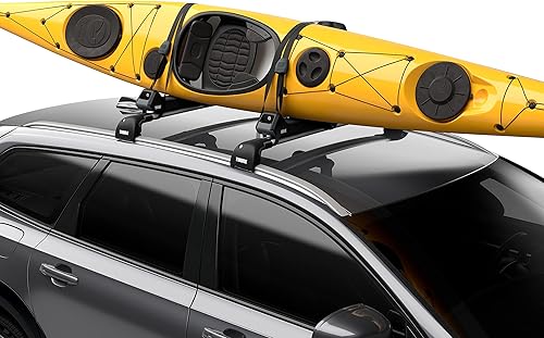 Miniatura 7 de Thule Hull-a-Port Aero - Estante para kayak en la azotea, lleva 1 kayak, diseño antirrobo, diseño plegable, superficie de montaje acolchada de goma,