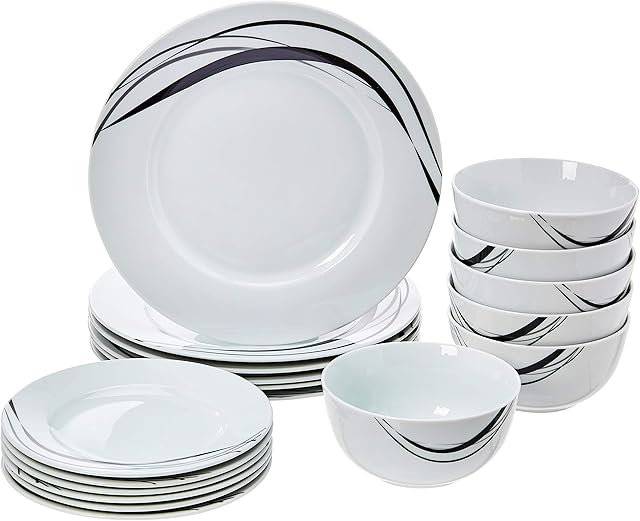 Amazon Basics 18-Piece Dinnerware Set - Half Moon, Service for 6