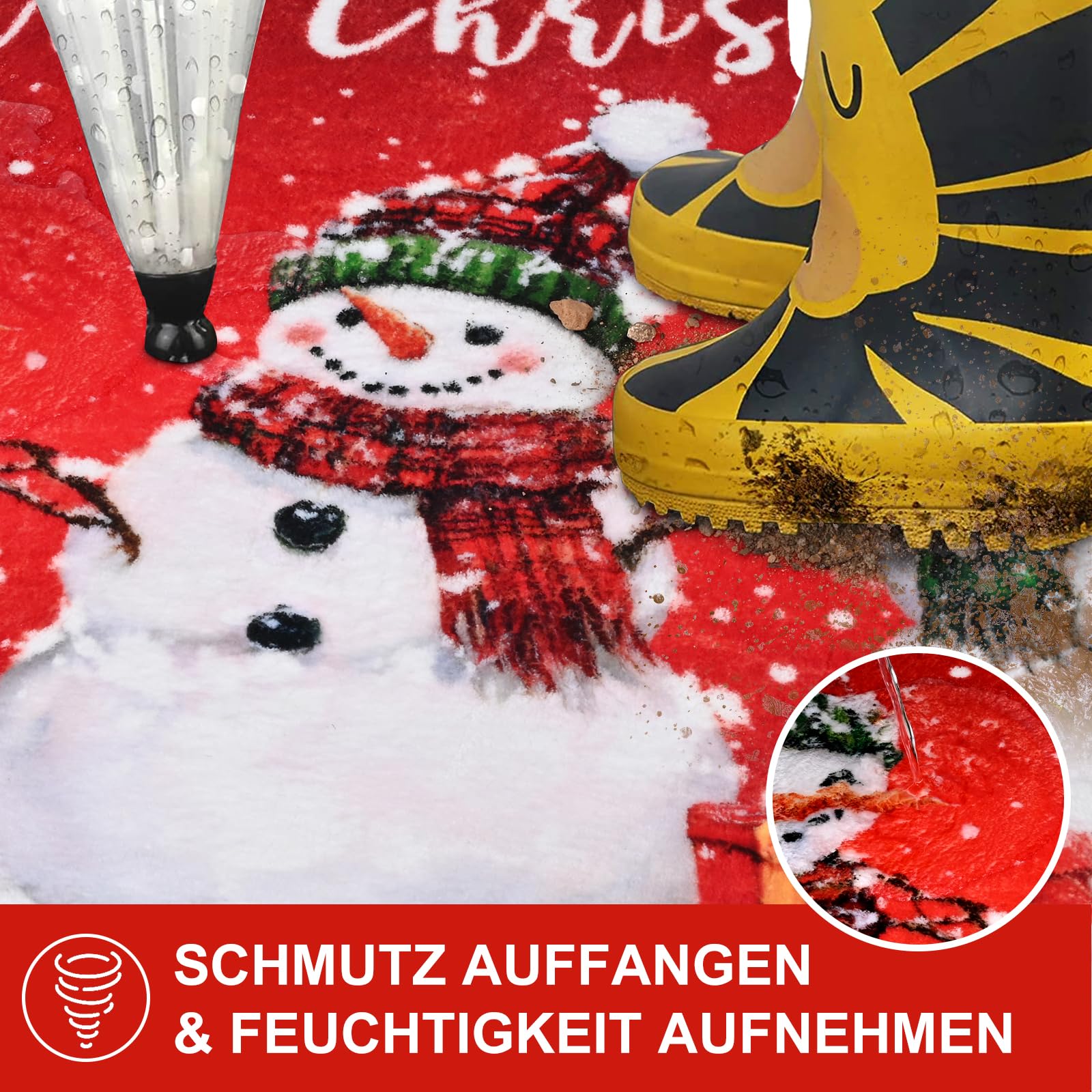 Produktbild von Generisch Läufer Flur Weihnachten Schneemann, Waschbarer Teppich