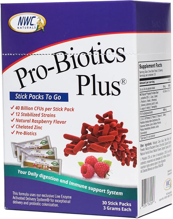NWC Naturals Pro-Biotics Plus Powder Stick Packs, 40 Billion CFU, 30-Count