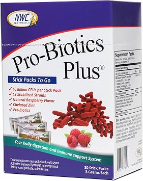 NWC Naturals Pro-Biotics Plus Powder Stick Packs, 40 Billion CFU, 30-Count