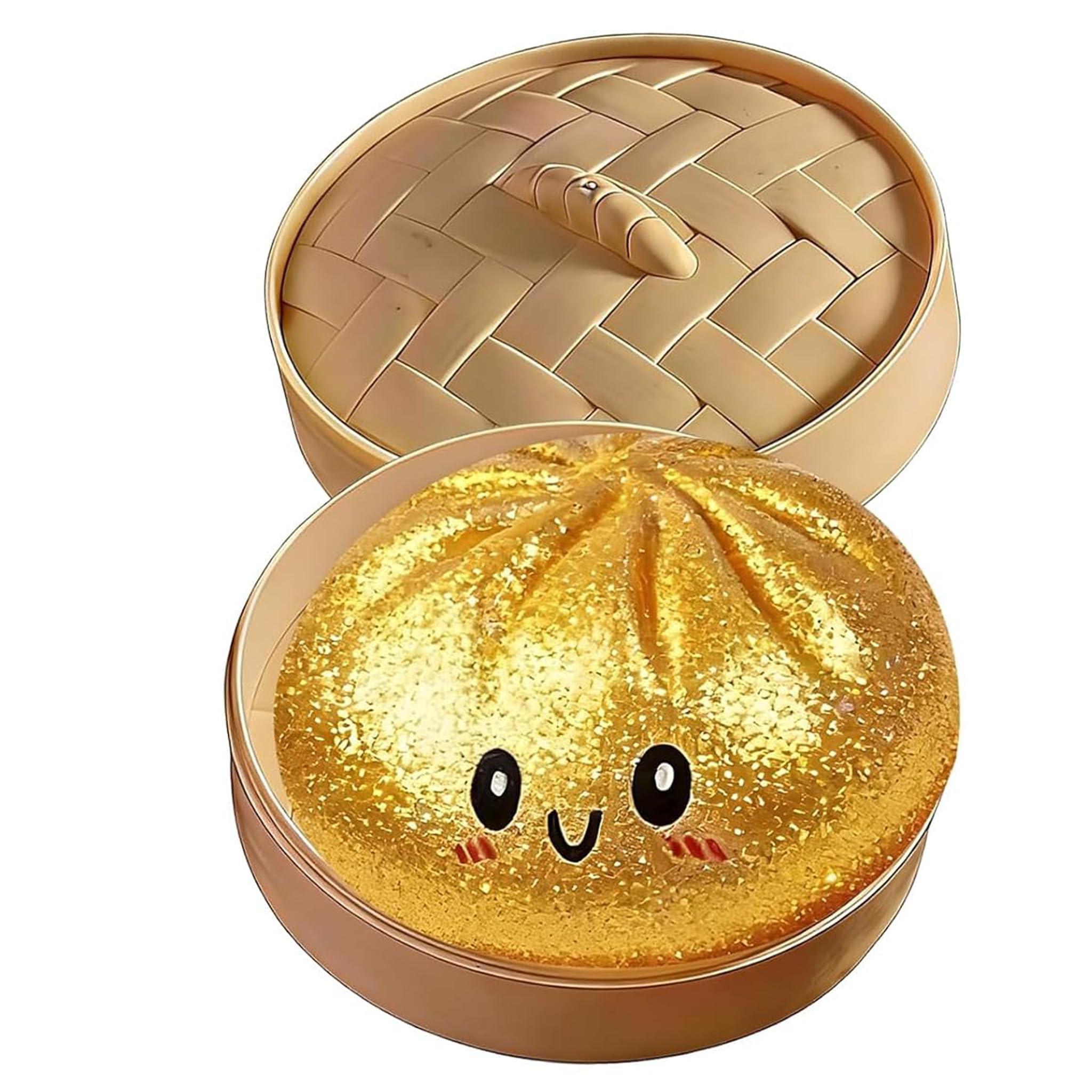 Giant Dumpling Squishy with Steamer Box, Soft Giant Dumpling Fidget Mystery Bao Bun Ball Jumbo Large Squeeze Dough for Adults Birthday Holiday Present (orange)