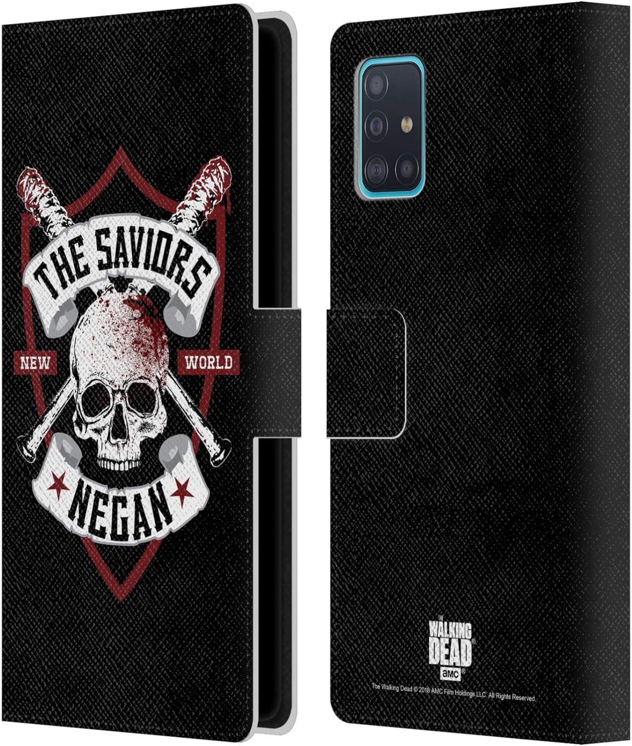 Head Case Designs Officially Licensed AMC The Walking Dead Saviors Negan Biker Art Leather Wallet Case Compatible with Samsung Galaxy A51 (2019)