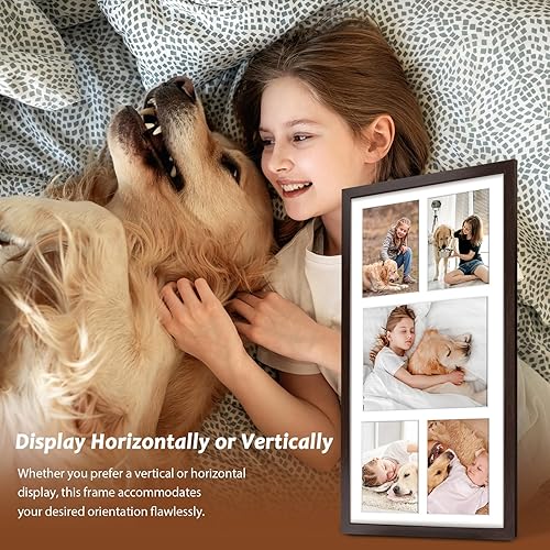 Vista 174 de Golden State Art, Juego de 2 portarretratos de madera blanca de 12 x 17 pulgadas, paspartú blanco para fotos de 8 x 10 y 5 x 7 pulgadas, vidrio