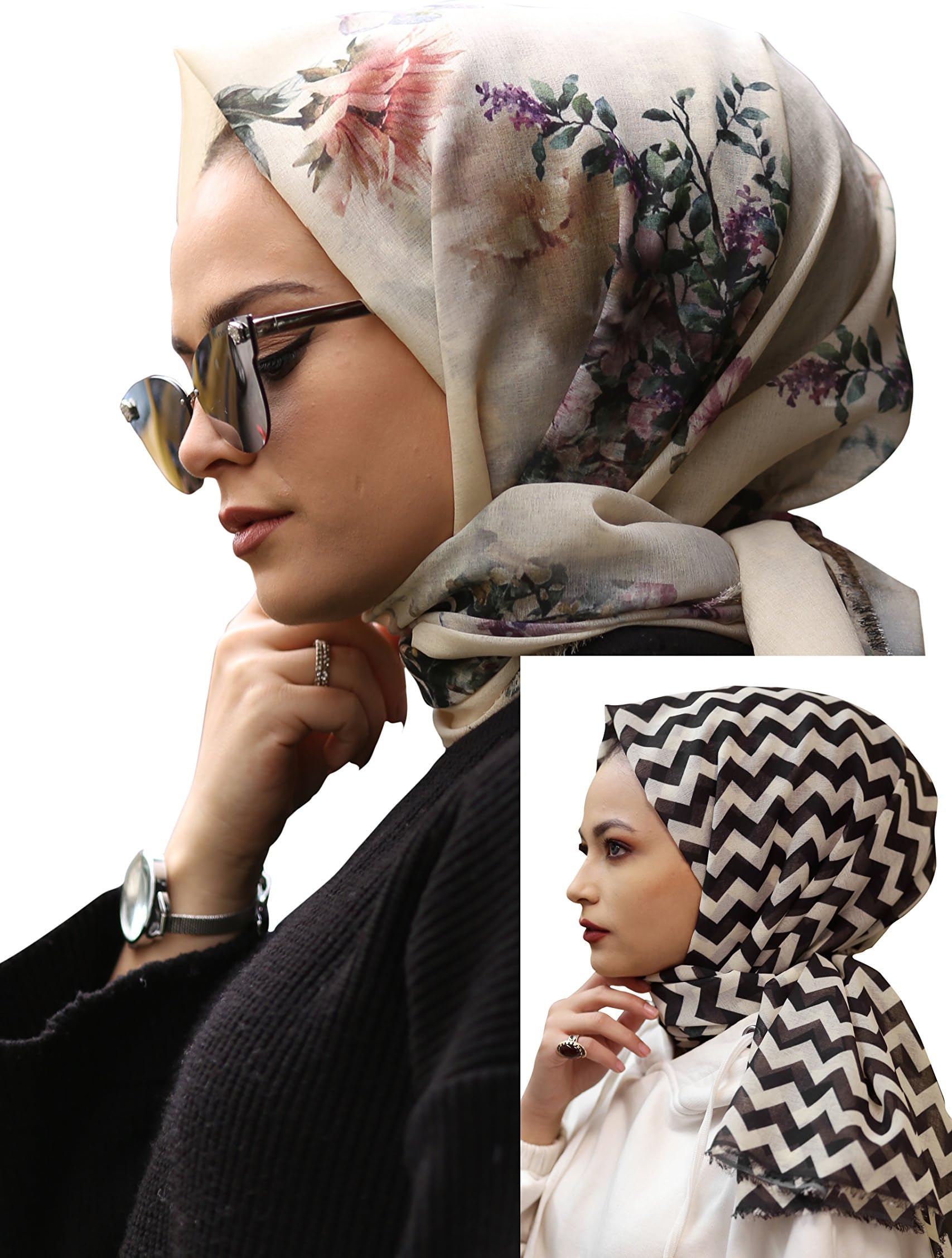 Scarves, Hijab, Shawl, Pareo for women- Bamboo Cotton, Fibre, Pack of 2 -EFBO-