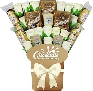 The Yankee Candle Selection Bouquet Gift Hamper with Ferrero Rocher Chocolates & Silk Ivory Roses