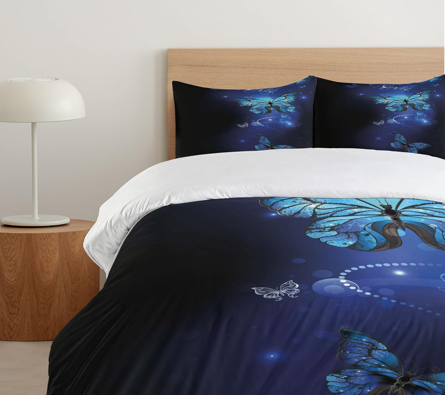 Ambesonne Dark Blue Duvet Cover Set, Fantasy Butterflies Monarch Inspiration Animal, Decorative 2 Piece Bedding Set with 1 Pillow Sham, Twin Size, Cobalt Blue Twin Cobalt Blue