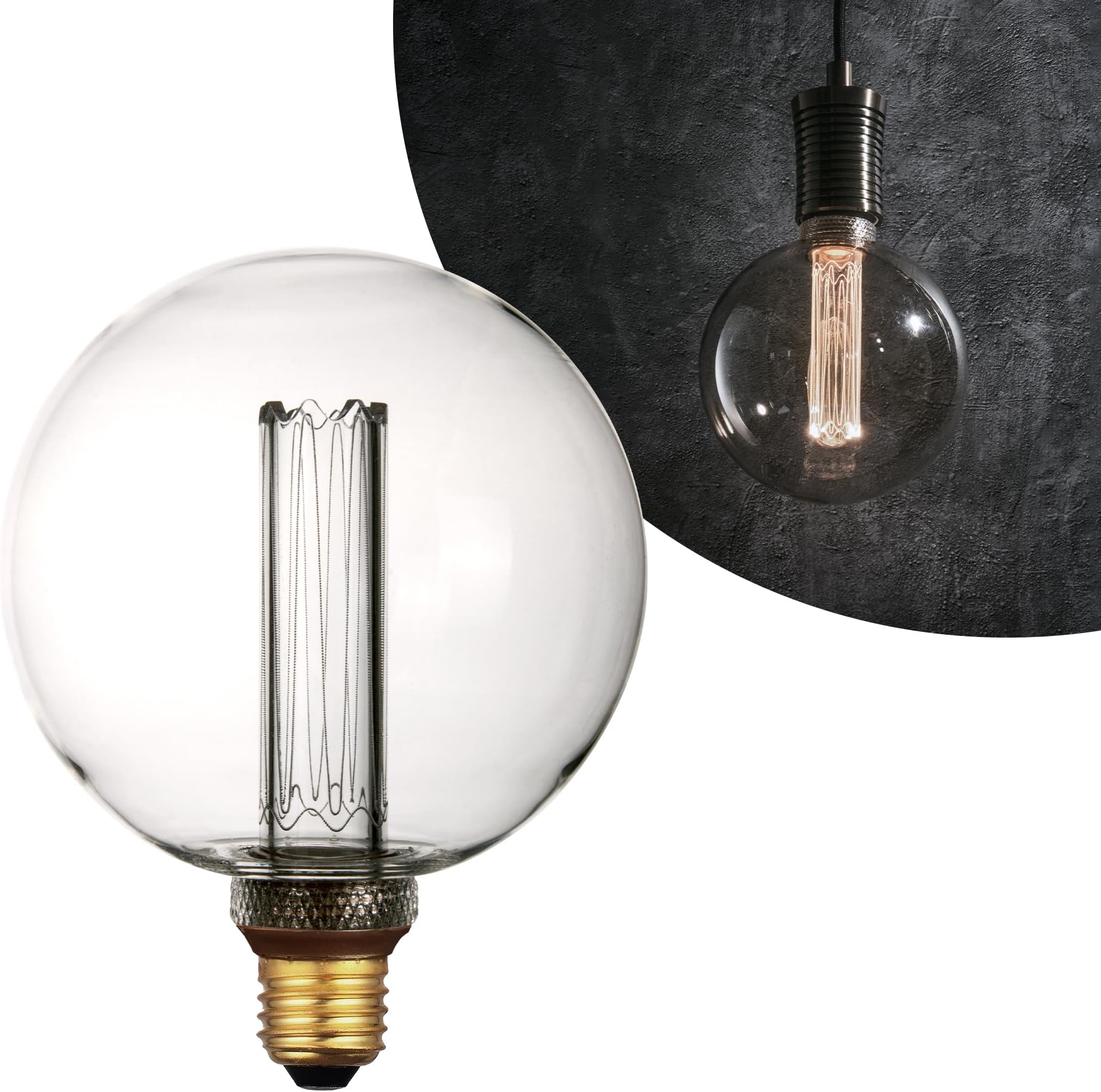 Large Globe Light Bulb, Vintage Edison Dimmable LED Bulb, 3.5W Low Lumen Eye-Caring Soft Dim Lighting for Mood(Not Daylight White), E26 Medium Base, Giant Round Glass Cover Clear RN G125