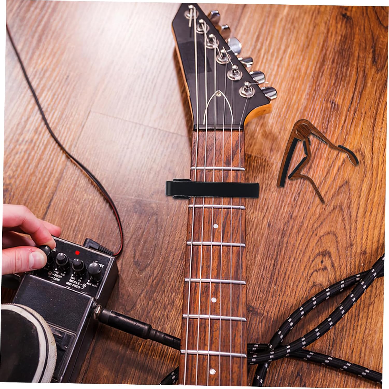 Toddmomy 2pcs Acoustic Guitar Capo Wooden Guitar Capos Tuning Clip Precision Fit Ergonomic Handle