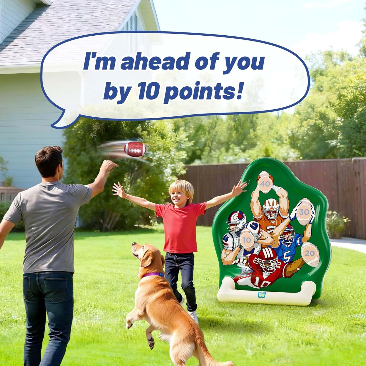 Funscape Kids Fun Pool Toys, Inflatable Football Toss Target Game, Swimming Pool Floats, Beach Yard Outdoor Water Play, Summer Party Birthday Sport Gift 3 4 5 6 7 8 9 12 Yrs Boy Girl Teen