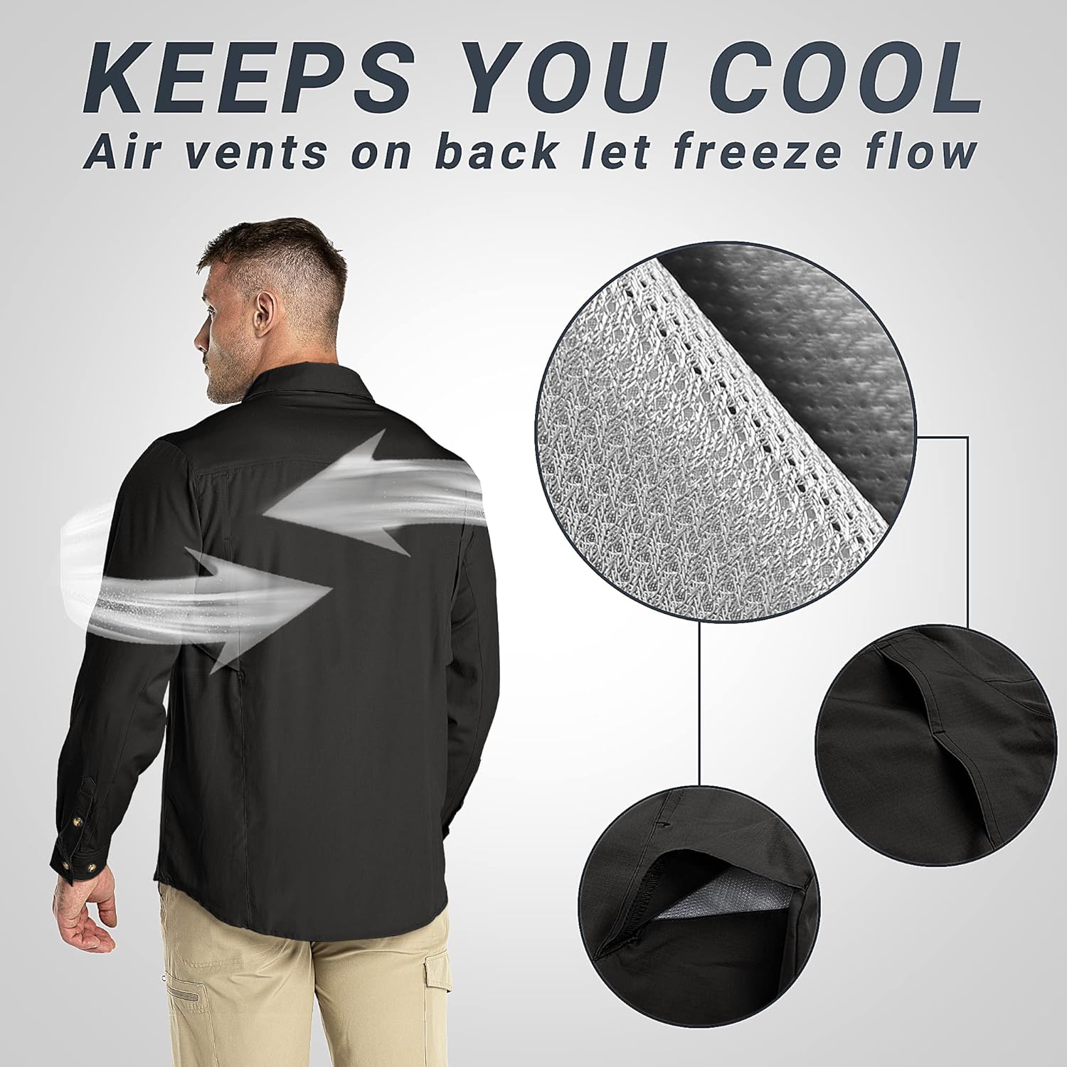 Outdoor Ventures Men's UPF 50+ UV Sun Protection SPF Hiking Shirt Long Sleeve Lightweight Quick Dry for Safari Travel Fishing - Image 2