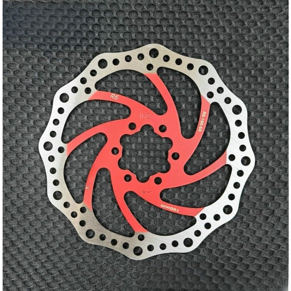 Colorful Mountain Bike Brake Disc R6 Hydraulic Rotors 140/160/180/203mm Metal Construction for Cycling Disc Brake Systems Easy Installation(Red 160mm)