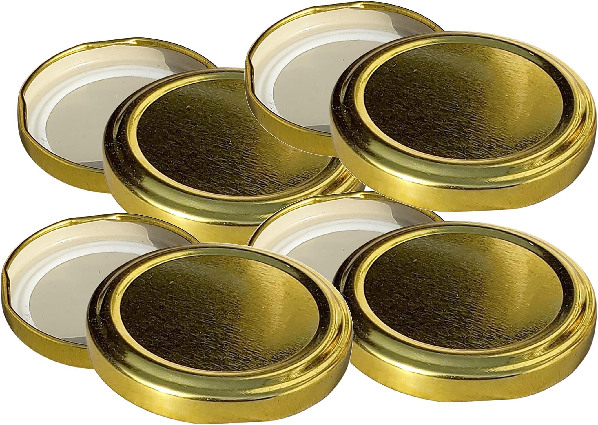 Pure Source India Metal Lug Cap Lid for Glass jar, 6 Pieces, 63 mm, Gold