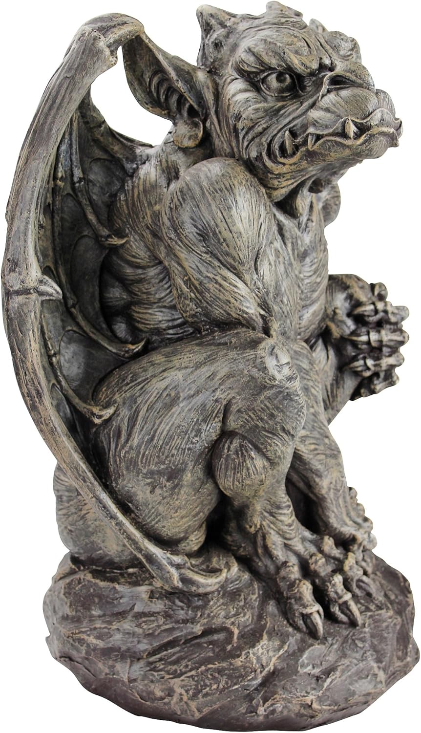 Design Toscano JE11211701 Silas The Sentry Gargoyle Decor Statue, 24 Inch, Large, Gothic Stone : Outdoor Statues : Patio, Lawn & Garden