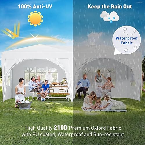 Vista 3 de Tienda de campaña desplegable de 10 x 20 pies con paredes laterales, tienda de campaña resistente al aire libre con 4 bolsas de arena y bolsa