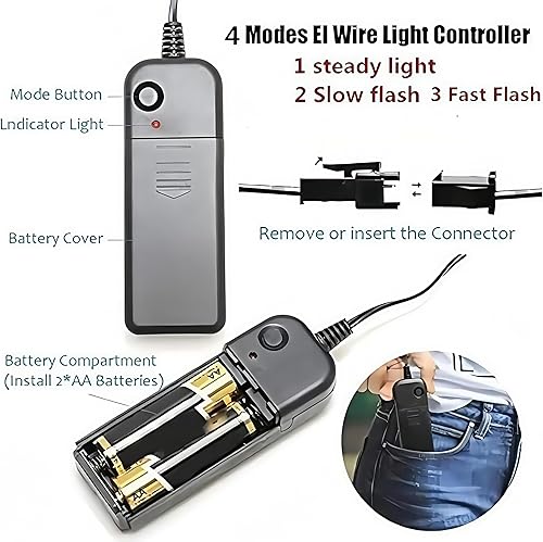 Miniatura 2 de Máscara LED espeluznante de Halloween, luces intermitentes activadas por voz, 5 modos, máscara de miedo que brilla en la oscuridad para fiestas y