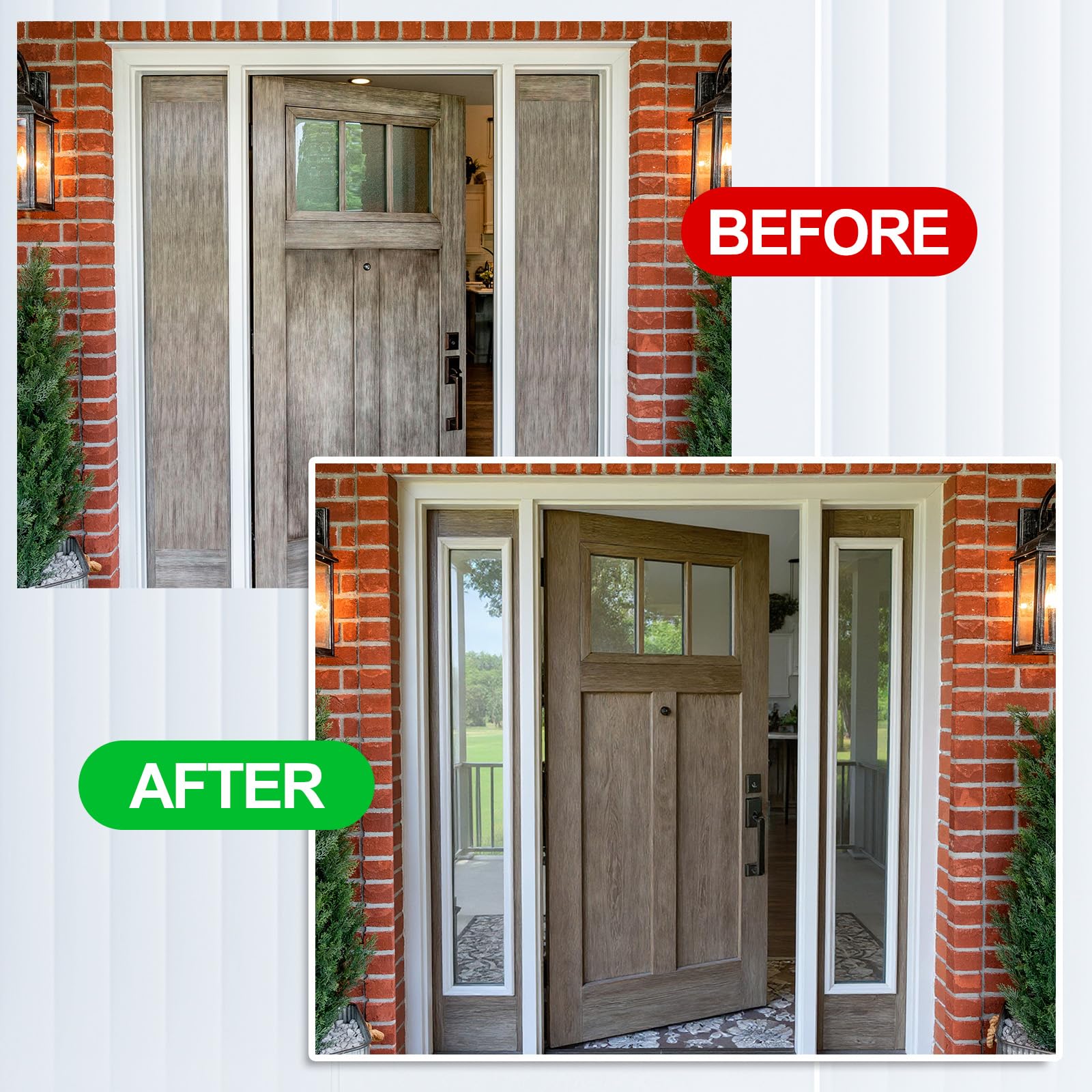 Condition photo showing New/Like New for pushglossy 9 x 66 entry door frame only replacement kit for 1'' glass (glass not included) 1 lite exterior front door window frame replacement grille inserts home improvement easy to install use