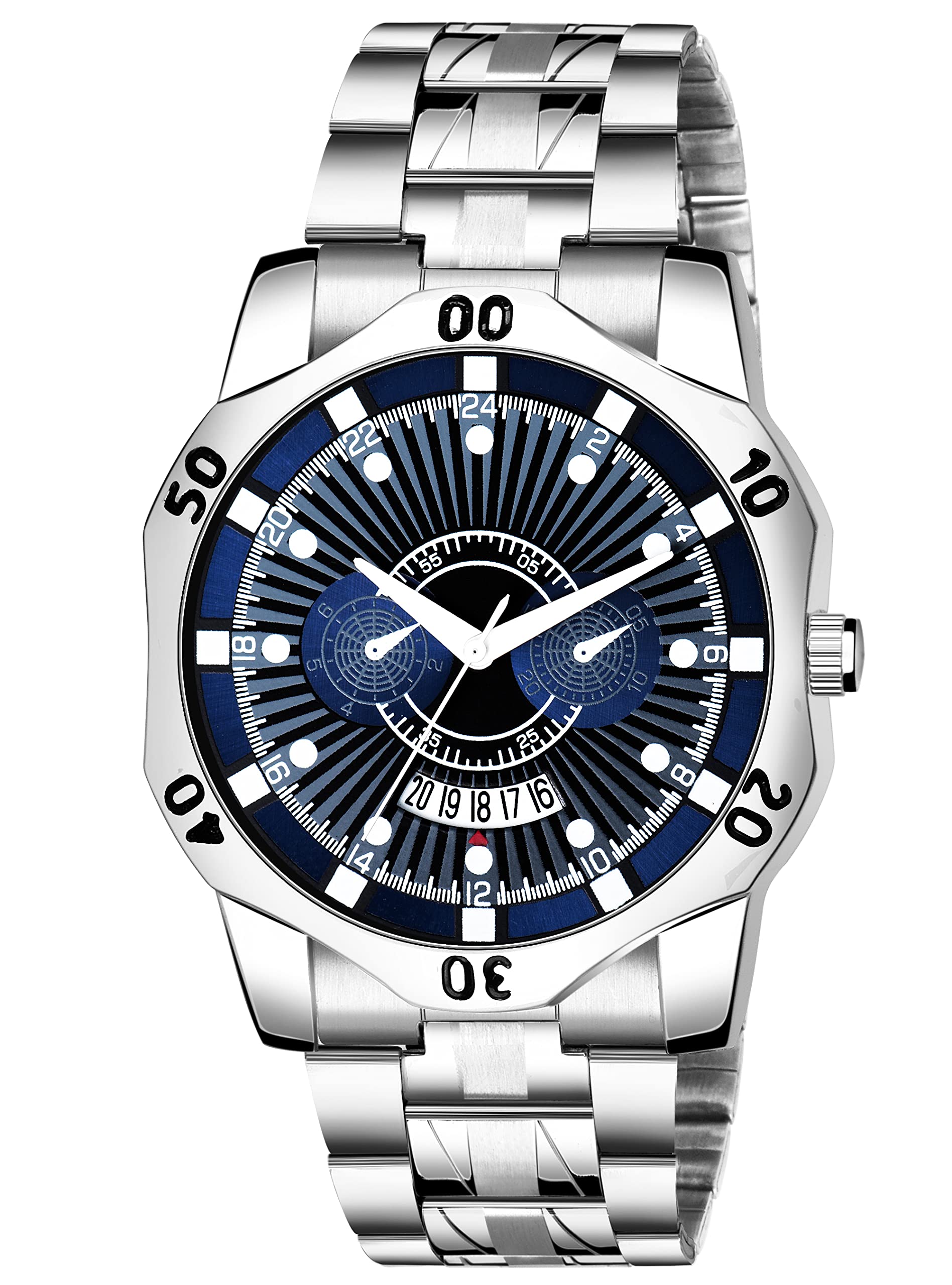 Shocknshop Stainless Steel Watch Series Analogue Mens Watch (Blue Dial Mens Long Silver Strap) -W219 (B0BDWMRJWZ) Amazon Price History, Amazon Price Tracker