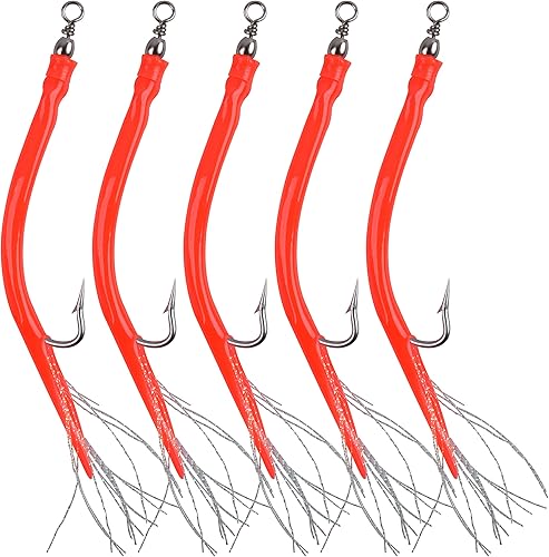 AGOOL Classic - Señuelos de tubo de bajo a rayas  Paquete de 510 señuelos giratorios para pesca de agua salada