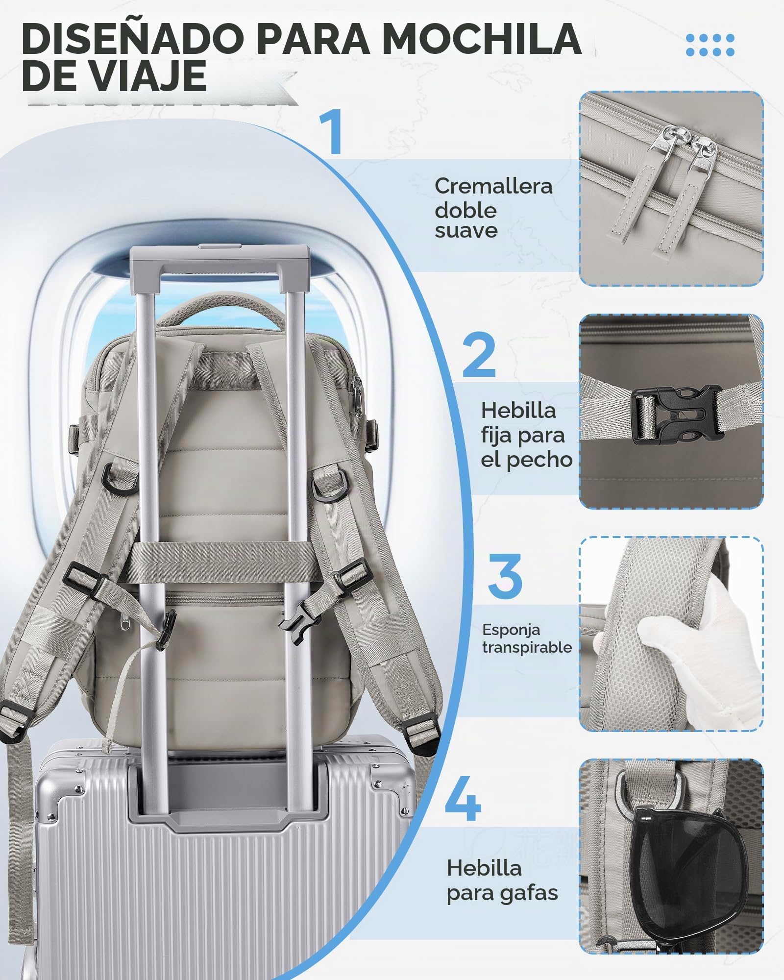 BJLFS Mochila Viaje Cabina Avion 40x20x25 Ryanair con Vacio Mochila Vacio | Equipaje de Mano Avión Vacío Ryanair Airbag Mochila al Vacio con Bomba Eléctrica Impermeable Mochila Portátil 16 Pulgadas