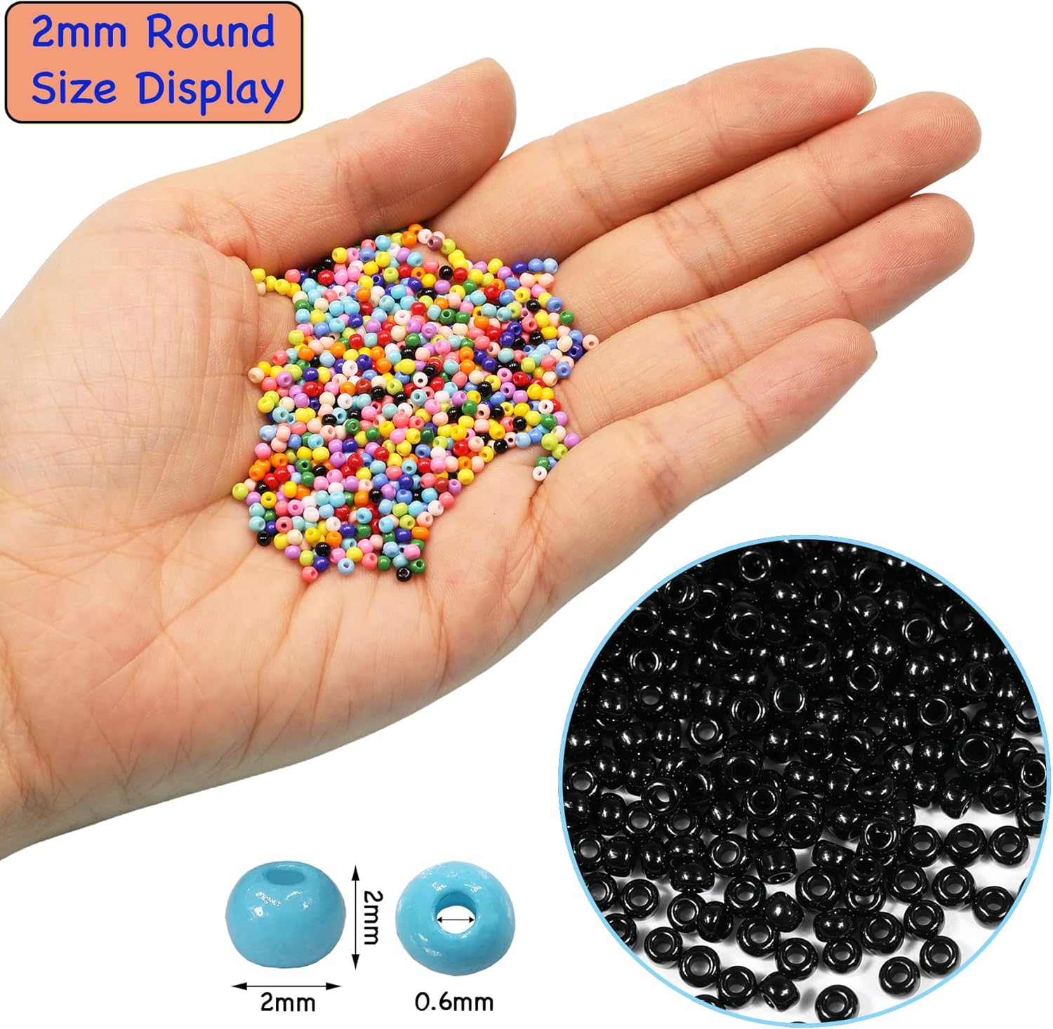 Bala&Fillic Size 2mm Seed Beads 10000pcs/110 Grams in Box 12/0 Black Seed Beads for Making Jewelry Earring Bracelets Necklace (Black) - Image 3