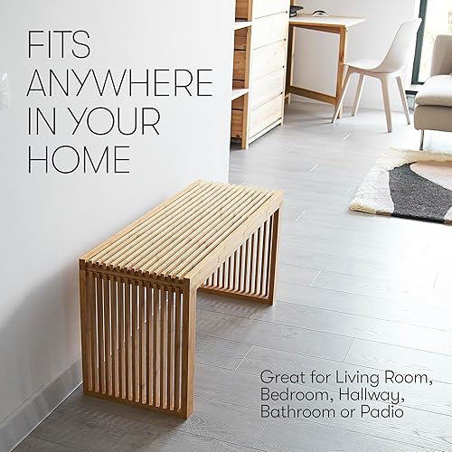 Miniatura 4 de SWEVEN Banco de comedor  Banco de entrada  Banco de noche  Moderno banco de almacenamiento de madera para interiores para entrada delantera,