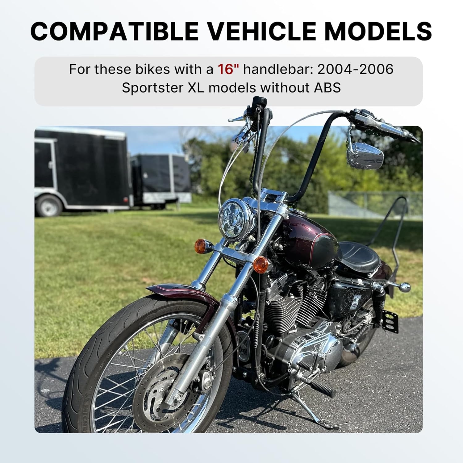 16" Ape Hanger Sportster Cables Kit Handlebar Extended CAN-Bus/Turn Signal Wires/Clutch/Throttle Cables/Brake Line for 2004-2006 Harley Non-ABS Iron XL XLH 883 1200 50 Models(Chrome)