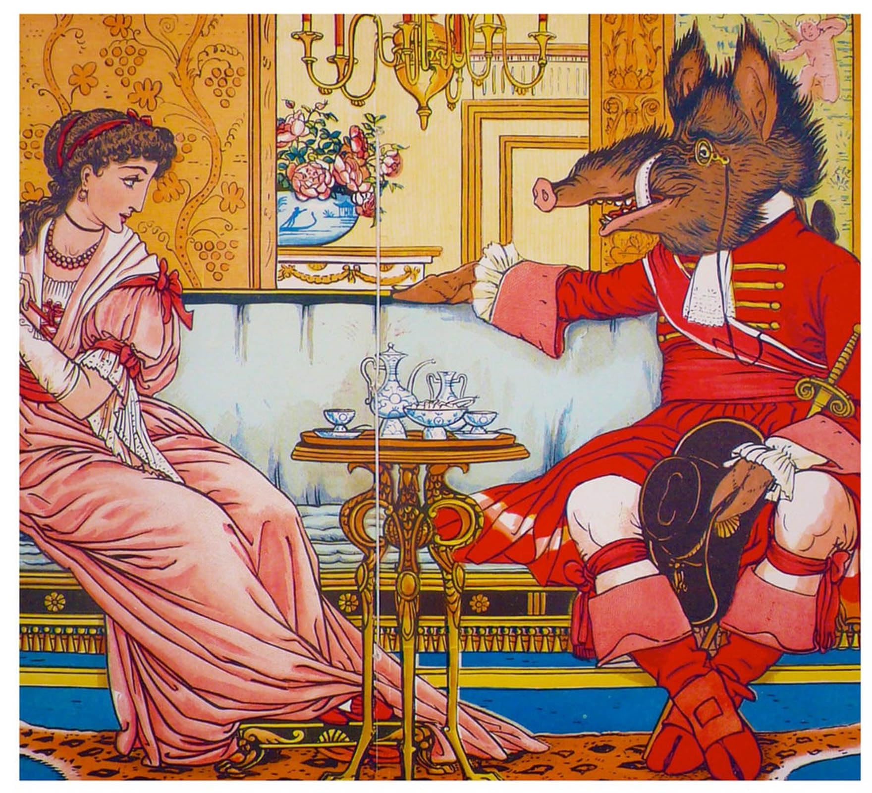 ARTXLXXBN Famous Art Print Poster Vintage Wall Art Beauty and the Beast by Walter Crane Canvas Art Poster for Home Decor 60x90cm